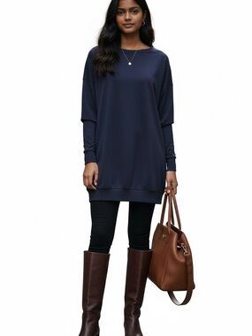 Women’s Gikings Navy Blue Tunic Sweatshirt Size Small